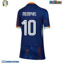 Camisa de Futebol Holanda Memphis Depay #10 Equipamento Secundário Mulheres Europeu 2024 Manga Curta